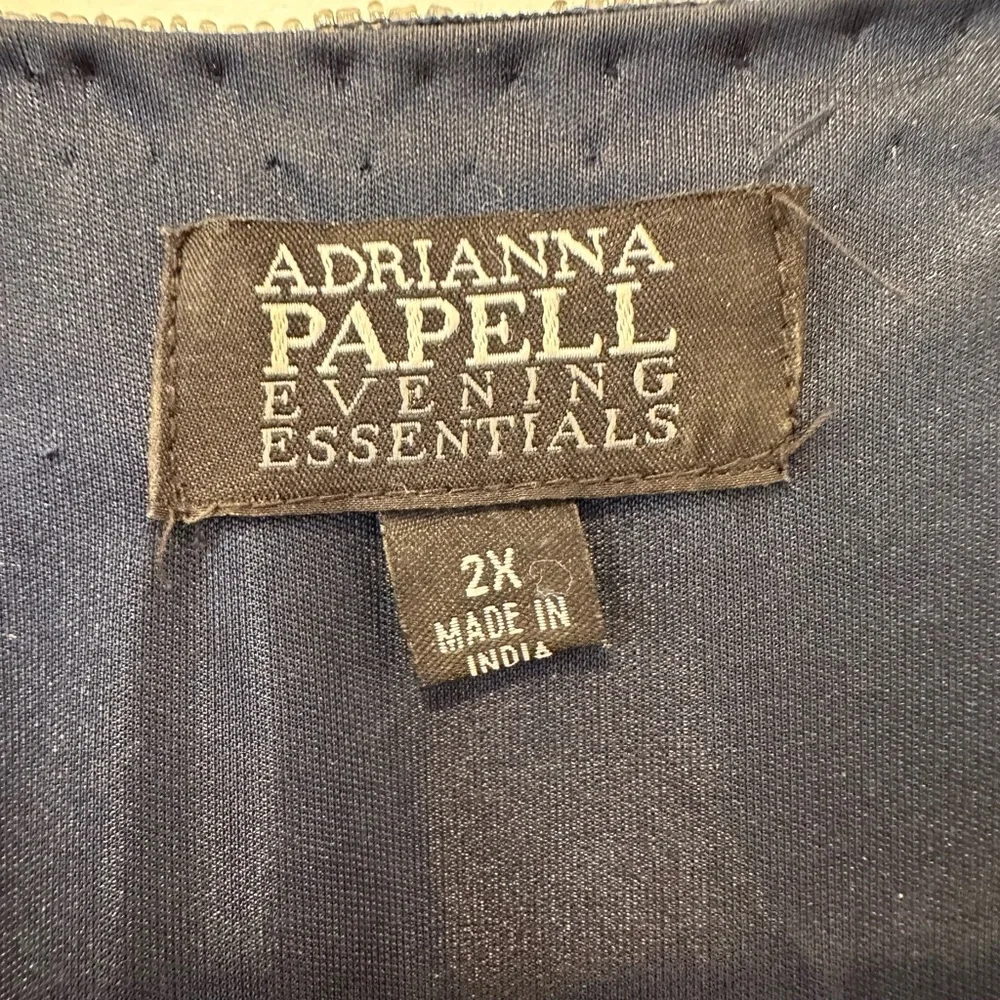 Adrianna Papell Navy and Gold Embellished Evening Top - Picture 5 of 5